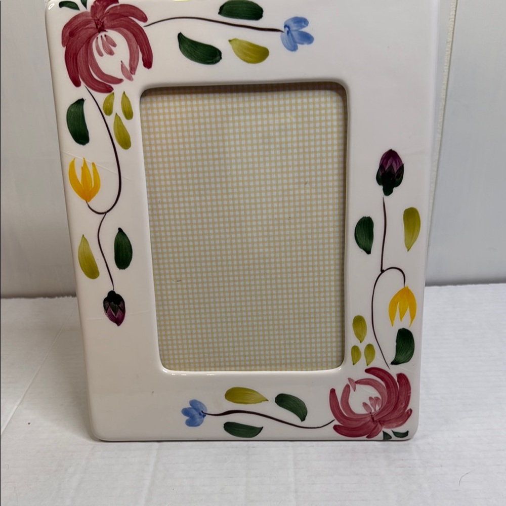 Red and Yellow Floral Accented Picture Frame 8x10 Ceramic HOLDS 5x7 Picture